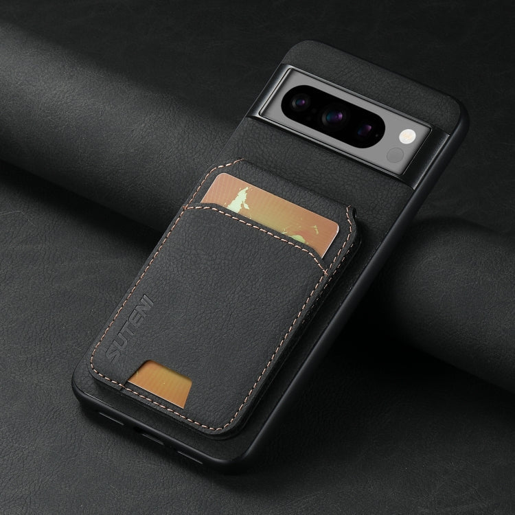 For Google Pixel 6 Suteni H02 Litchi Leather Card Wallet Stand Back Phone Case(Black)