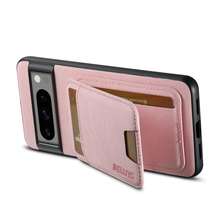 For Google Pixel 6 Suteni H02 Litchi Leather Card Wallet Stand Back Phone Case(Pink)