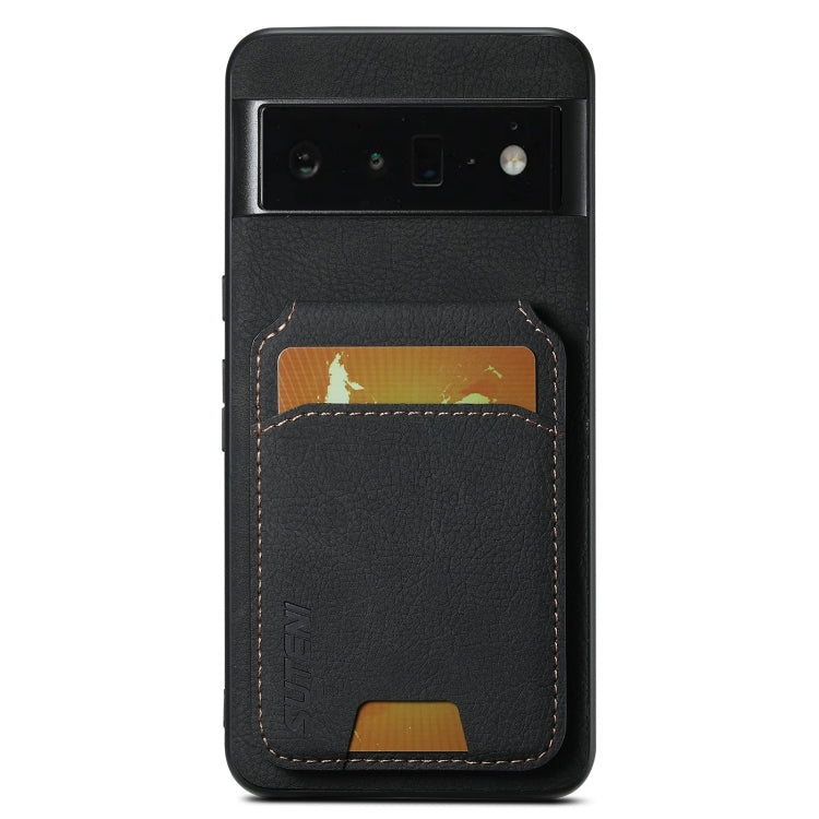 For Google Pixel 6 Pro Suteni H02 Litchi Leather Card Wallet Stand Back Phone Case(Black)