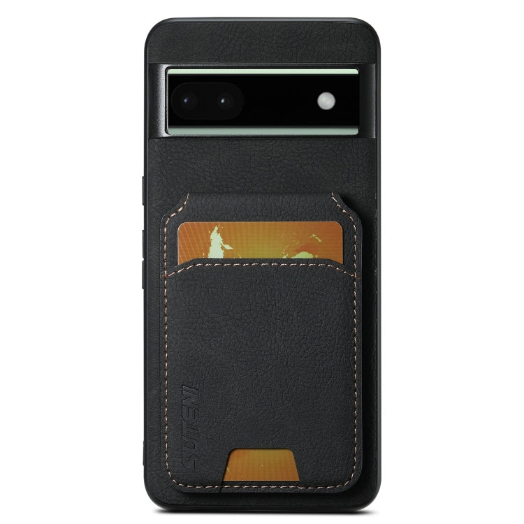 For Google Pixel 6a Suteni H02 Litchi Leather Card Wallet Stand Back Phone Case(Black)