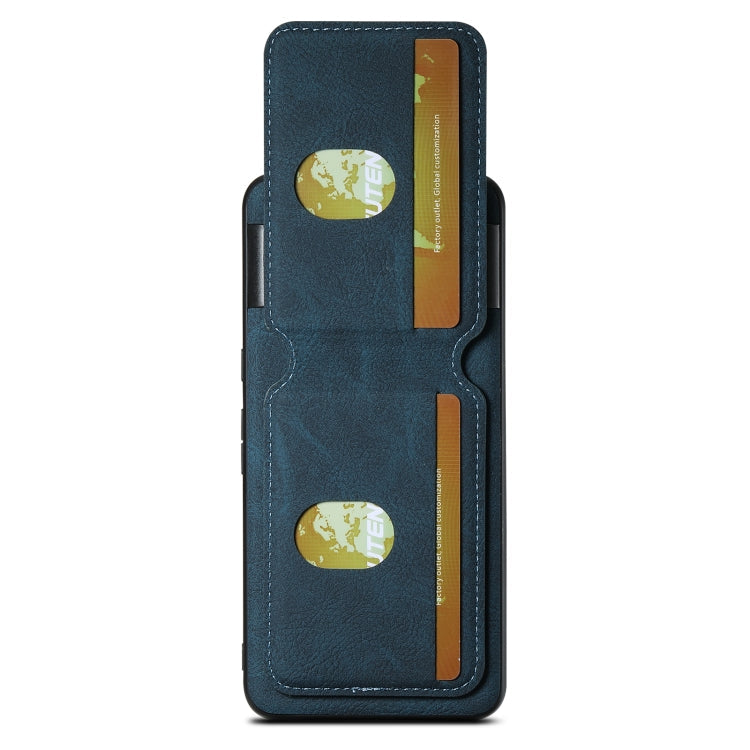 For Google Pixel 6a Suteni H02 Litchi Leather Card Wallet Stand Back Phone Case(Blue)