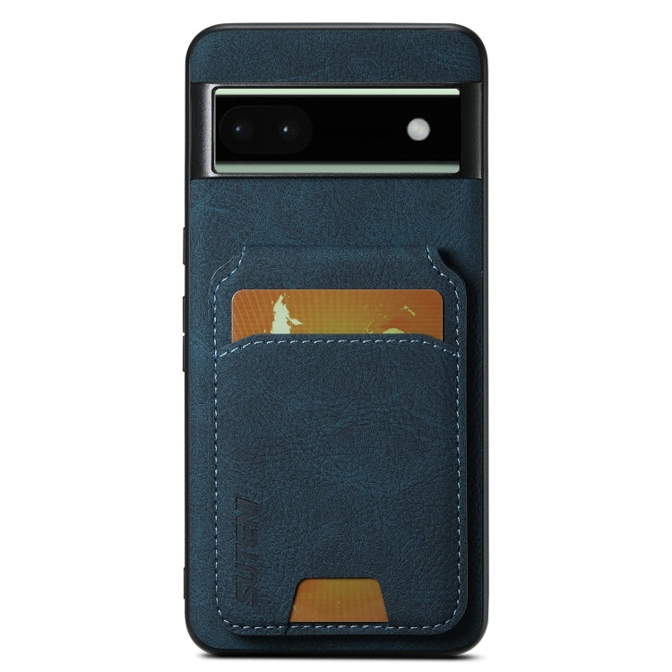 For Google Pixel 6a Suteni H02 Litchi Leather Card Wallet Stand Back Phone Case(Blue)