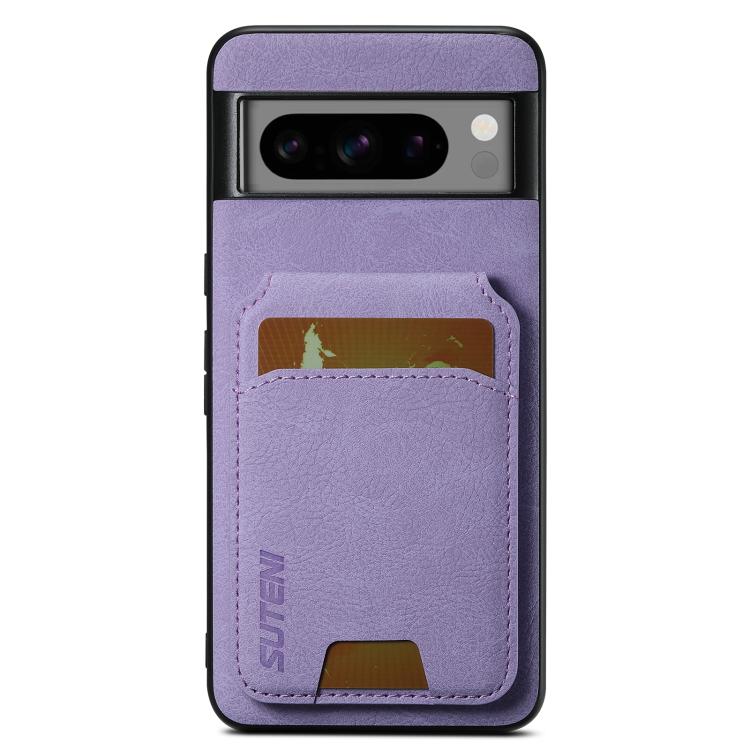 For Google Pixel 9 Suteni H02 Litchi Leather Card Wallet Stand Back Phone Case(Purple)