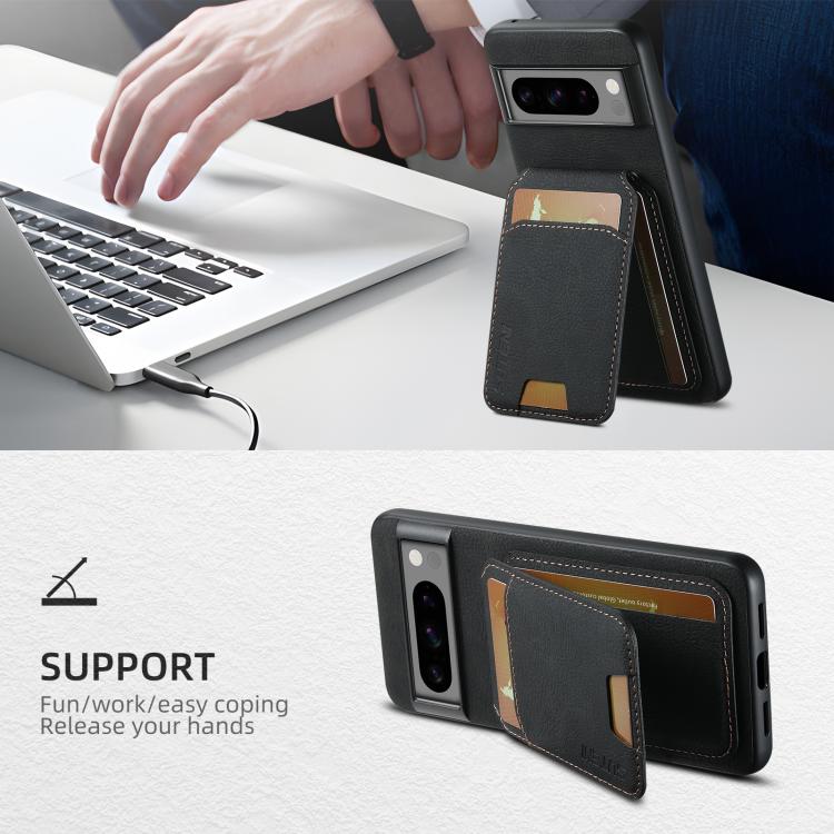 For Google Pixel 9 Pro Suteni H02 Litchi Leather Card Wallet Stand Back Phone Case(Black)