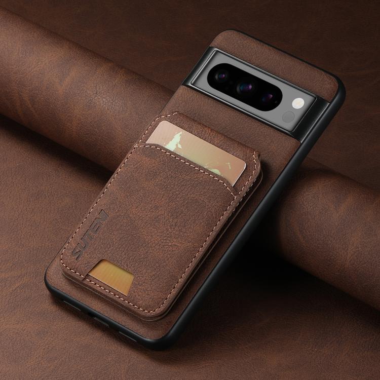For Google Pixel 9 Pro Suteni H02 Litchi Leather Card Wallet Stand Back Phone Case(Brown)