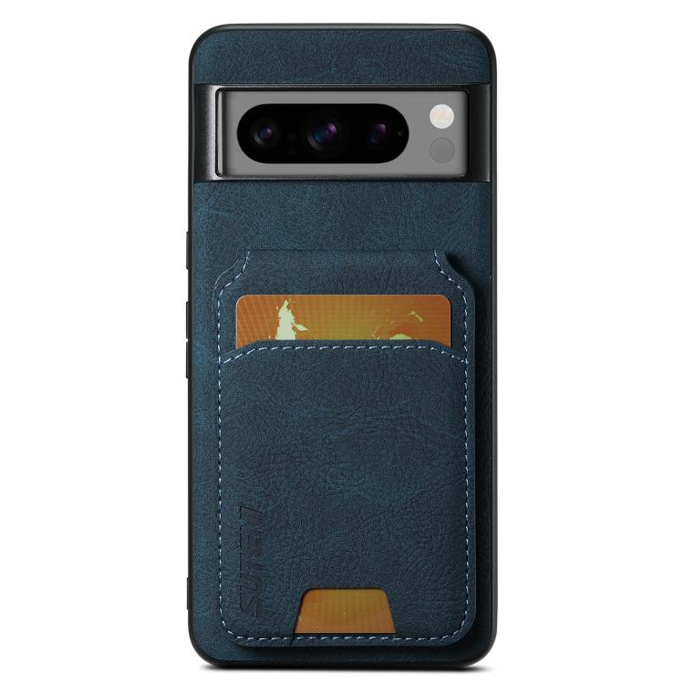 For Google Pixel 9 Pro XL Suteni H02 Litchi Leather Card Wallet Stand Back Phone Case(Blue)