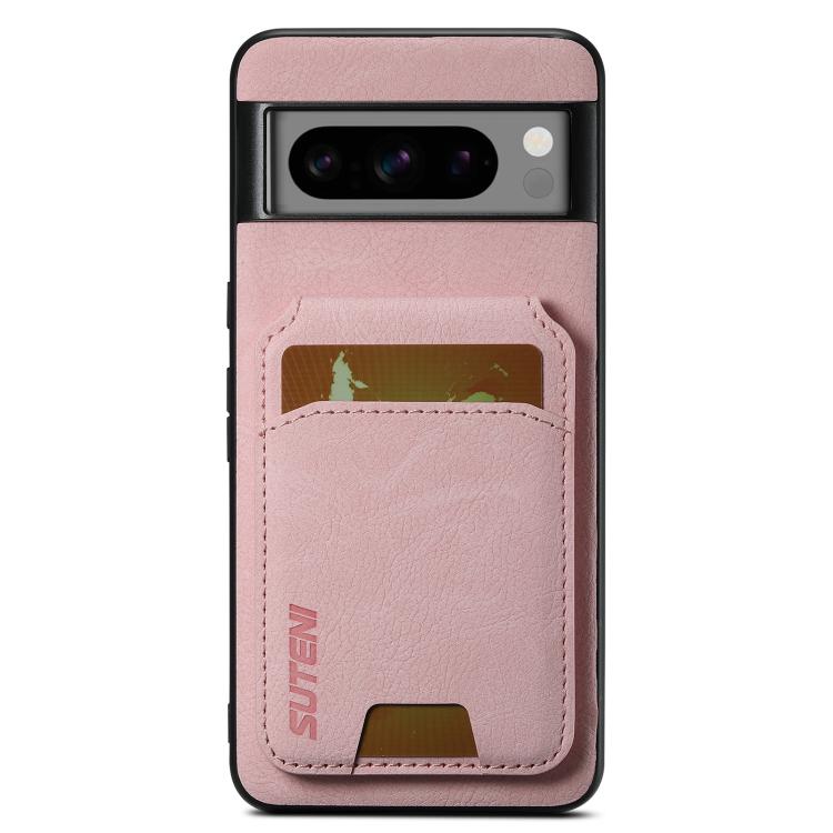 For Google Pixel 9 Pro XL Suteni H02 Litchi Leather Card Wallet Stand Back Phone Case(Pink)