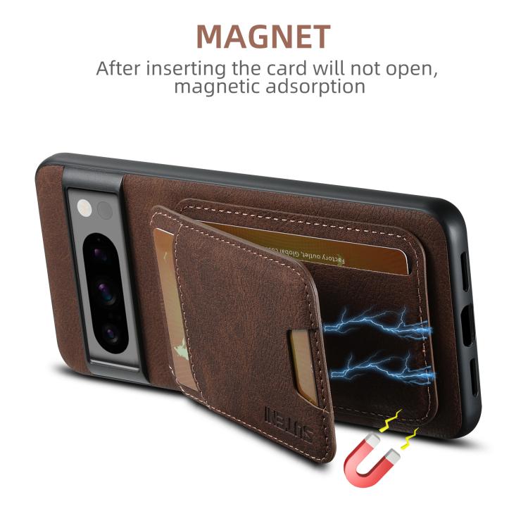 For Google Pixel 10 Pro XL Suteni H02 Litchi Leather Card Wallet Stand Back Phone Case(Brown)
