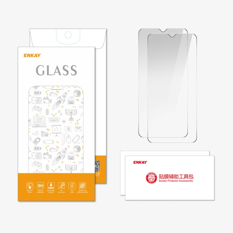 For Honor X6A / X5 Plus 2pcs ENKAY 9H Big Arc Edge High Aluminum-silicon Tempered Glass Film