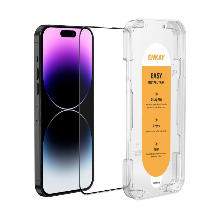 For iPhone 14 Pro Max ENKAY Easy Install High Alumina Silicon Full Glass Film