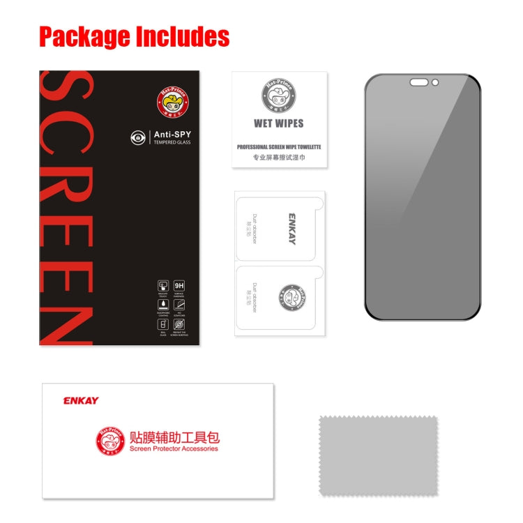 For iPhone 15 Pro Max ENKAY Hat-Prince 360 Degree Anti-peeping Privacy Full Screen Tempered Glass Film