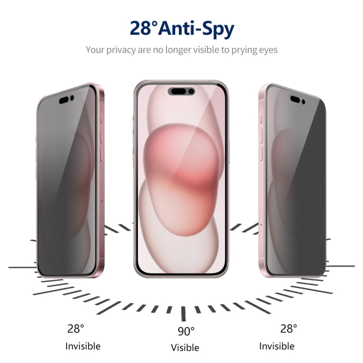 For iPhone 15 Plus 2pcs ENKAY Hat-Prince 360 Degree Anti-peeping Privacy Full Screen Tempered Glass Film