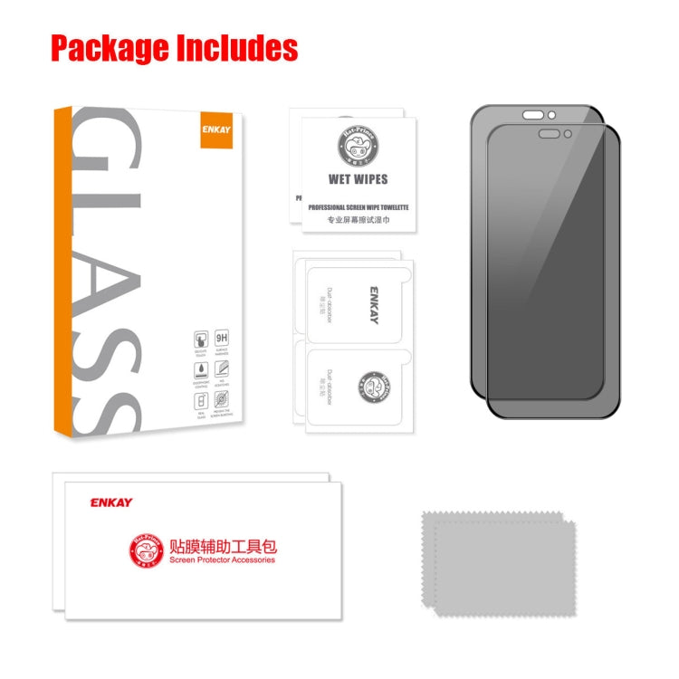 For iPhone 15 Plus 2pcs ENKAY Hat-Prince 360 Degree Anti-peeping Privacy Full Screen Tempered Glass Film