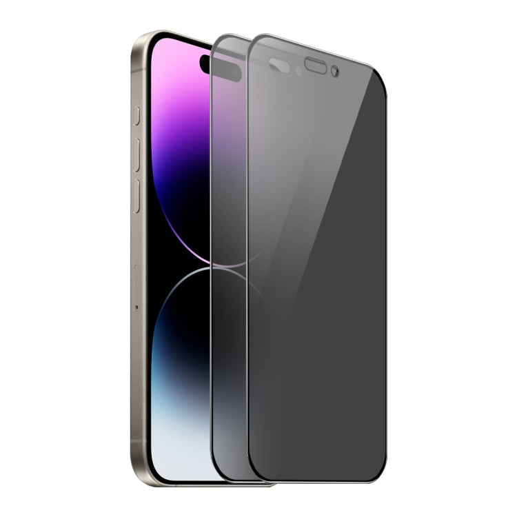 For iPhone 14 Pro Max 2pcs ENKAY Hat-Prince 360 Degree Anti-peeping Privacy Full Screen Tempered Glass Film