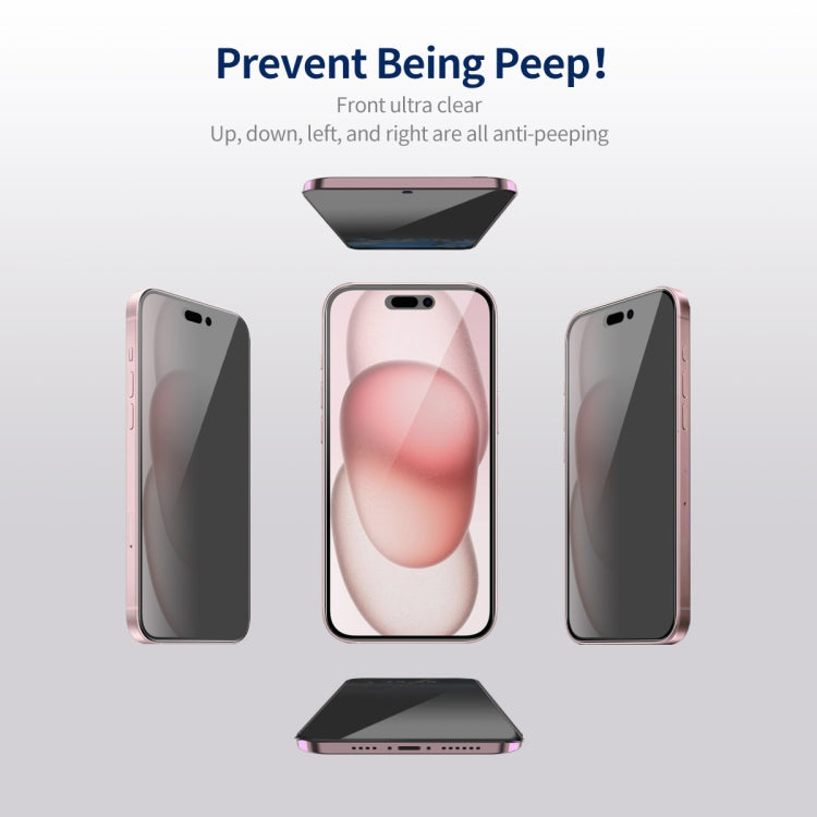 For iPhone 15 Plus 5pcs ENKAY Hat-Prince 360 Degree Anti-peeping Privacy Full Screen Tempered Glass Film