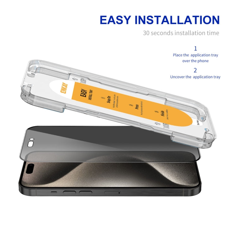 For iPhone 15 Pro ENKAY Easy Install Anti-peeping Privacy Full Screen Tempered Glass Film