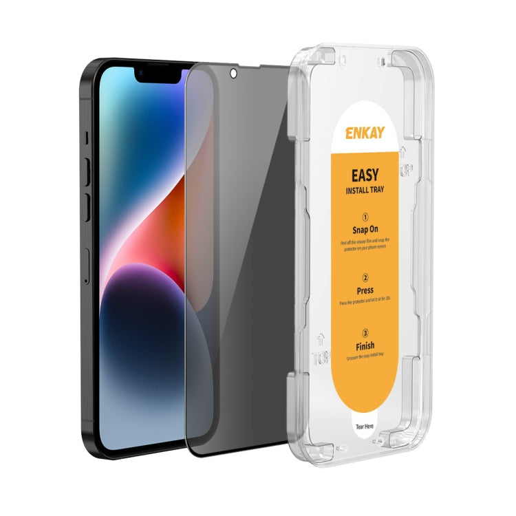 For iPhone 14 Plus ENKAY Easy Install Anti-peeping Privacy Full Screen Tempered Glass Film