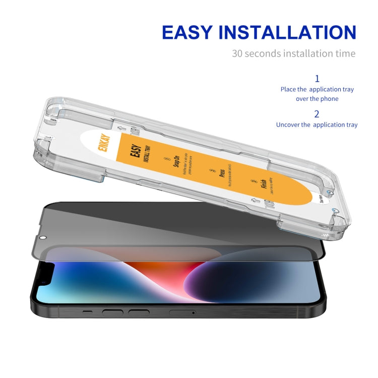 For iPhone 14 Plus ENKAY Easy Install Anti-peeping Privacy Full Screen Tempered Glass Film