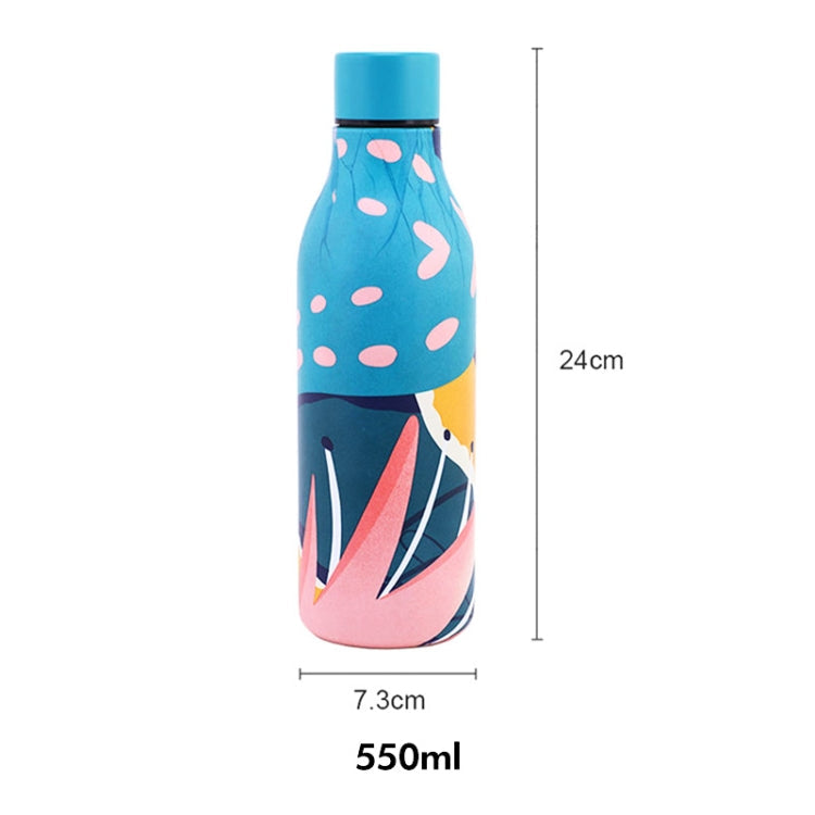 JUNSUNMAY Geometric Patterns Coating 304 Stainless Steel  550ml Water Vacuum Bottle(Yellow)