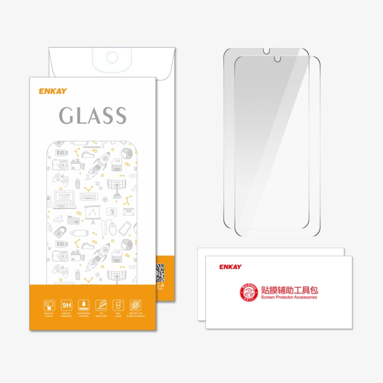 For Xiaomi Redmi A3 2pcs ENKAY 9H Big Arc Edge High Aluminum-silicon Tempered Glass Film