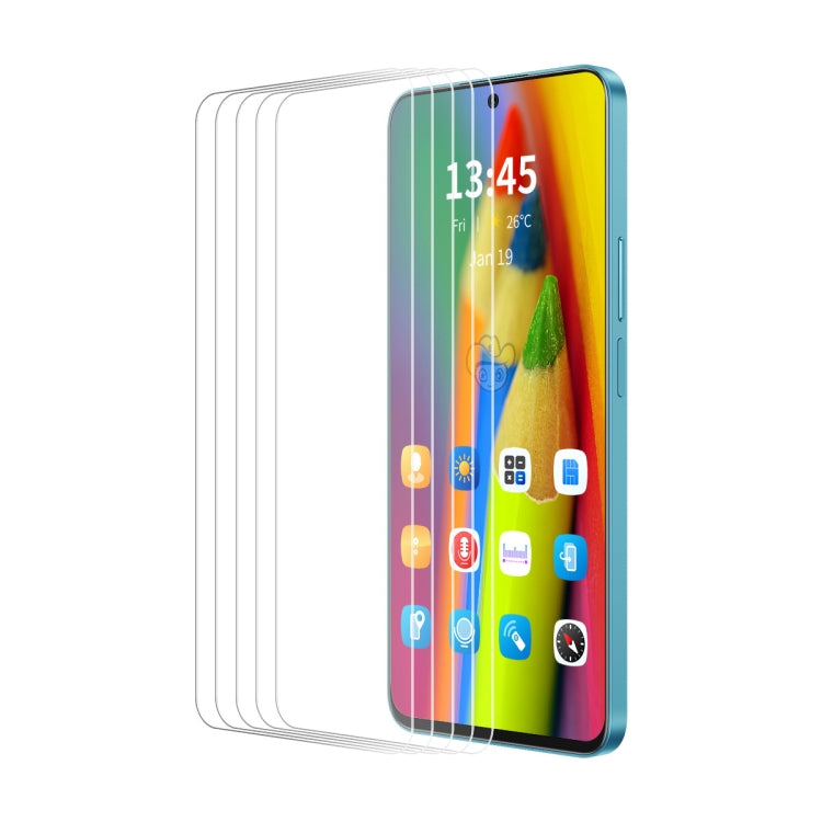 For Redmi Note 14 5G 5pcs ENKAY 9H Big Arc Edge High Aluminum-silicon Tempered Glass Film