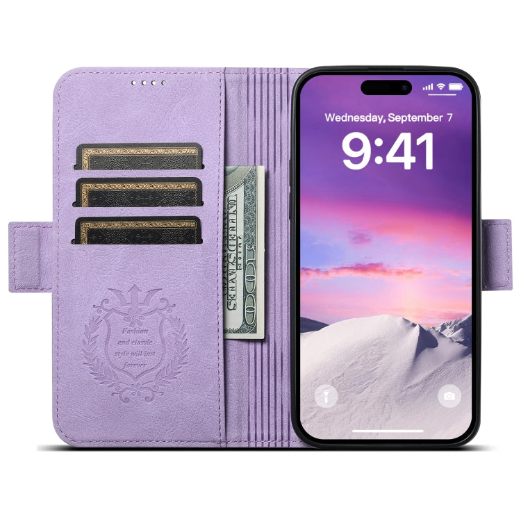 For iPhone 12 Pro Max SUTENI J07 Multifunctional Horizontal Flip Magsafe Leather Phone Case(Purple)