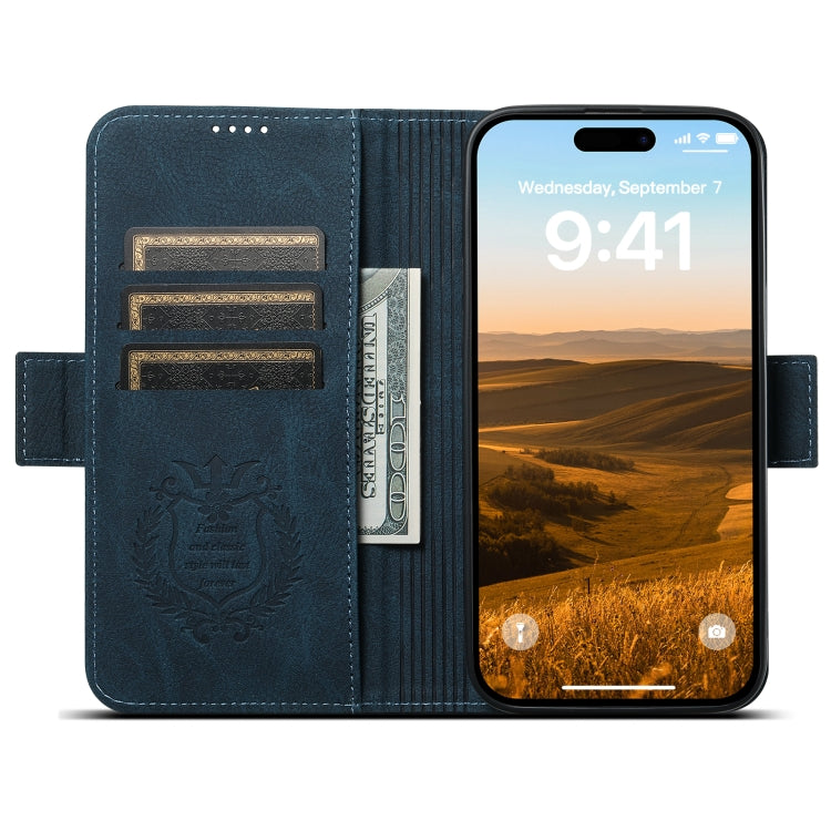 For iPhone 14 Pro SUTENI J07 Multifunctional Horizontal Flip Magsafe Leather Phone Case(Blue)