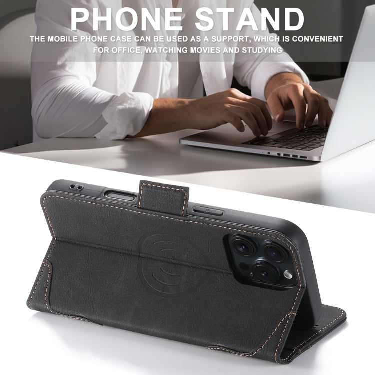 For iPhone 16 SUTENI J07 Multifunctional Horizontal Flip Magsafe Leather Phone Case(Black)