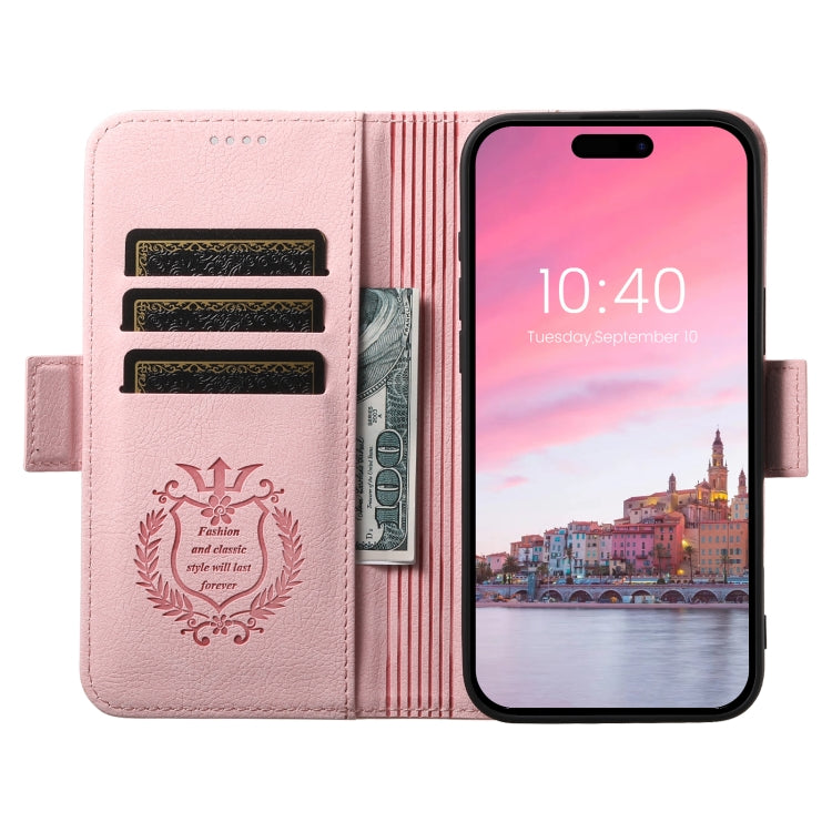 For iPhone 16 SUTENI J07 Multifunctional Horizontal Flip Magsafe Leather Phone Case(Pink)