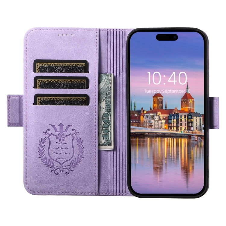 For iPhone 16 SUTENI J07 Multifunctional Horizontal Flip Magsafe Leather Phone Case(Purple)