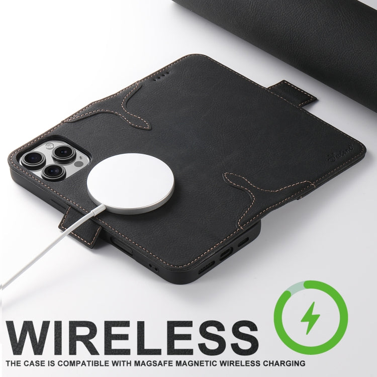 For iPhone 16 Pro SUTENI J07 Multifunctional Horizontal Flip Magsafe Leather Phone Case(Black)