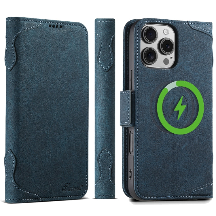 For iPhone 16 Pro SUTENI J07 Multifunctional Horizontal Flip Magsafe Leather Phone Case(Blue)