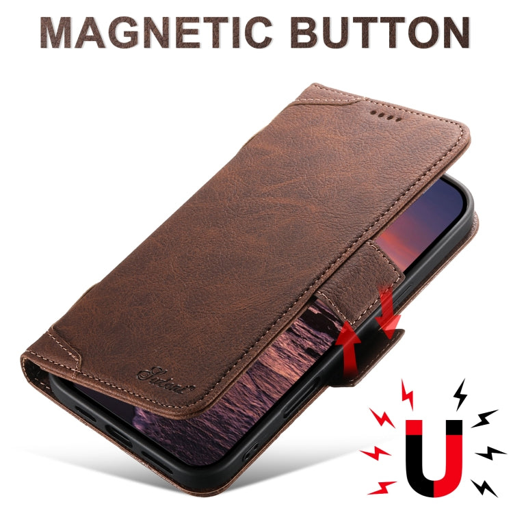 For iPhone 16 Plus SUTENI J07 Multifunctional Horizontal Flip Magsafe Leather Phone Case(Brown)