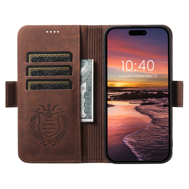 For iPhone 16 Plus SUTENI J07 Multifunctional Horizontal Flip Magsafe Leather Phone Case(Brown)