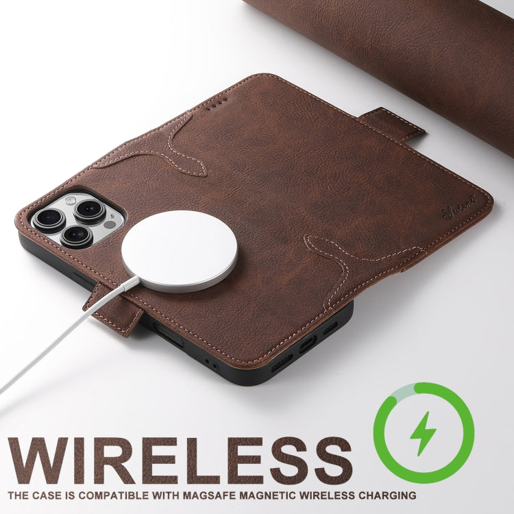For iPhone 16 Plus SUTENI J07 Multifunctional Horizontal Flip Magsafe Leather Phone Case(Brown)