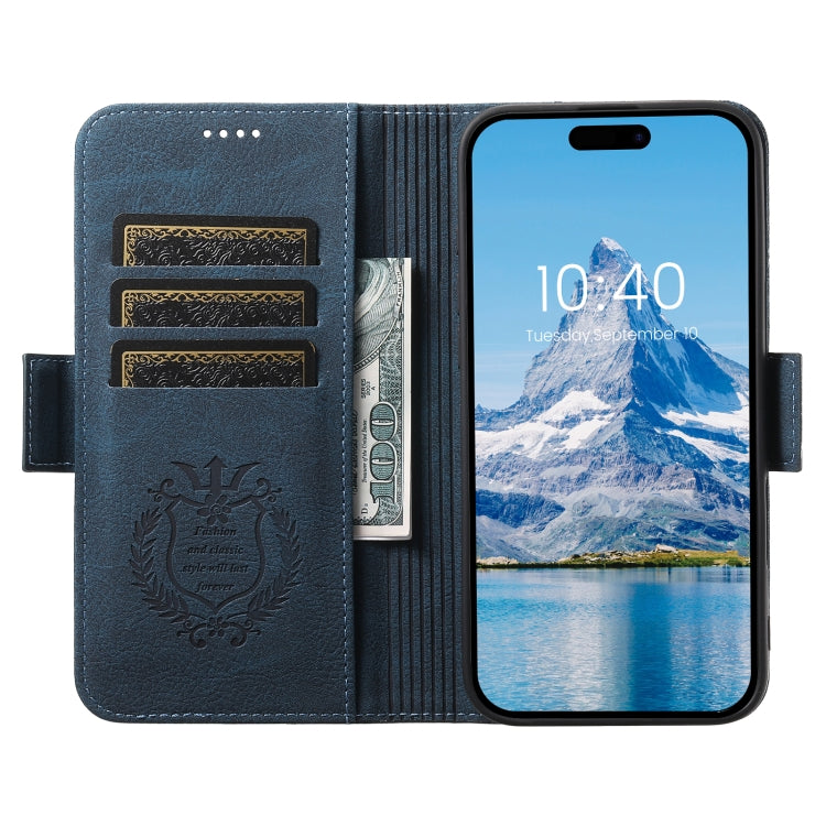 For iPhone 16 Plus SUTENI J07 Multifunctional Horizontal Flip Magsafe Leather Phone Case(Blue)
