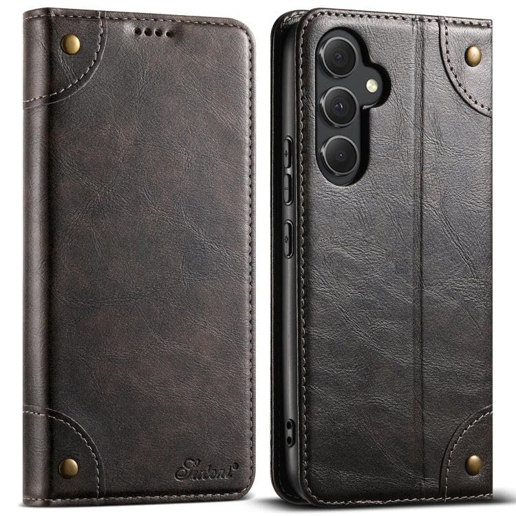 For Samsug Galaxy S24 Ultra 5G Suteni Baroque Calf Texture Buckle Wallet Leather Phone Case(Black)