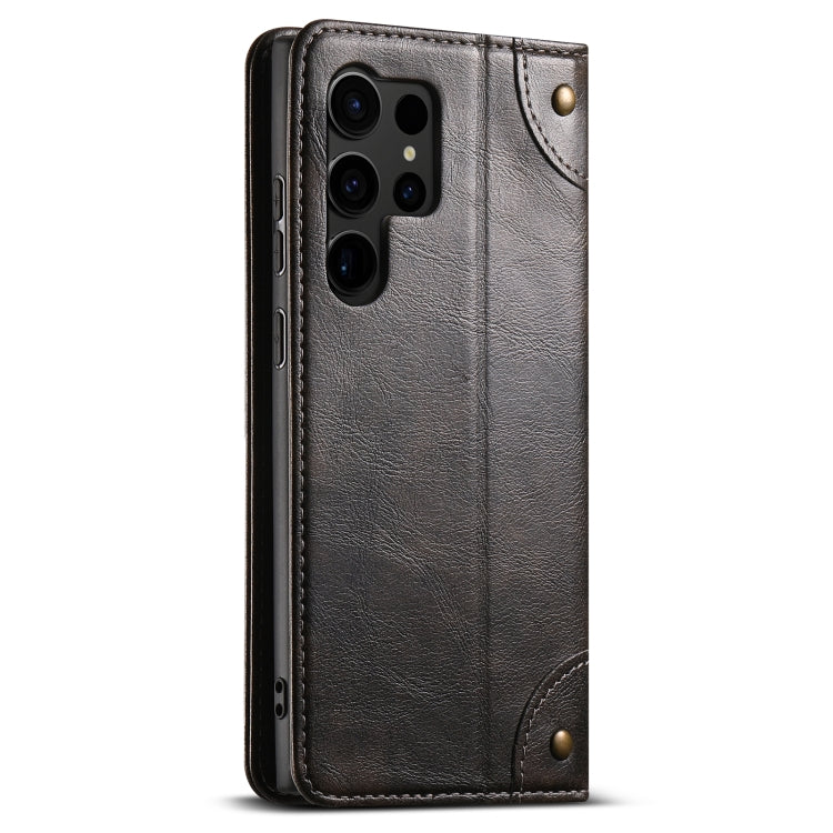 For Samsug Galaxy S24 Ultra 5G Suteni Baroque Calf Texture Buckle Wallet Leather Phone Case(Black)