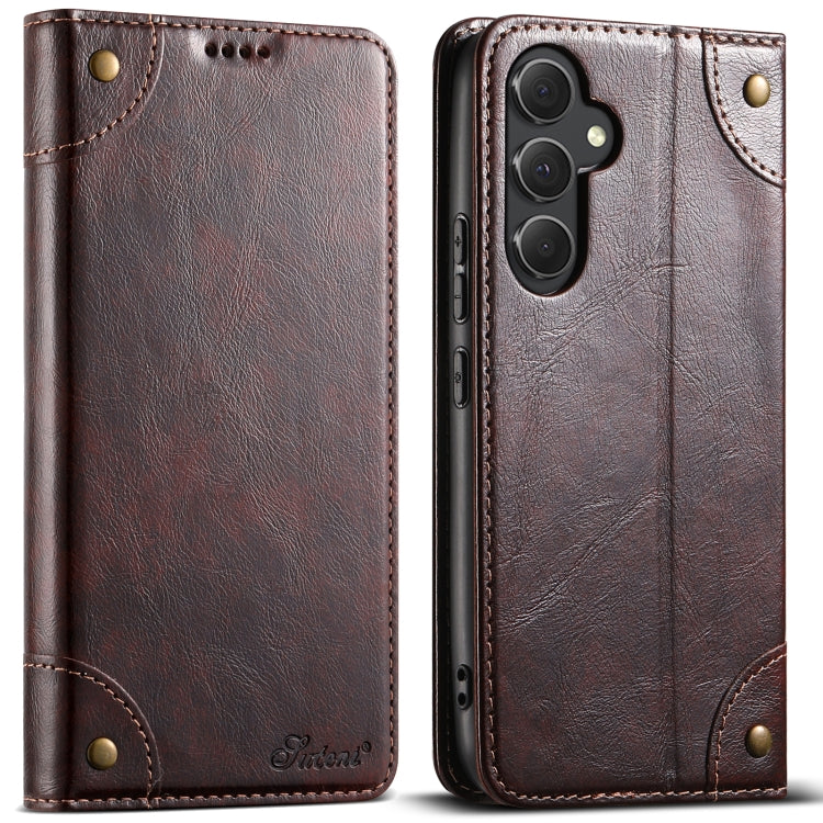 For Samsug Galaxy S24 Ultra 5G Suteni Baroque Calf Texture Buckle Wallet Leather Phone Case(Brown)