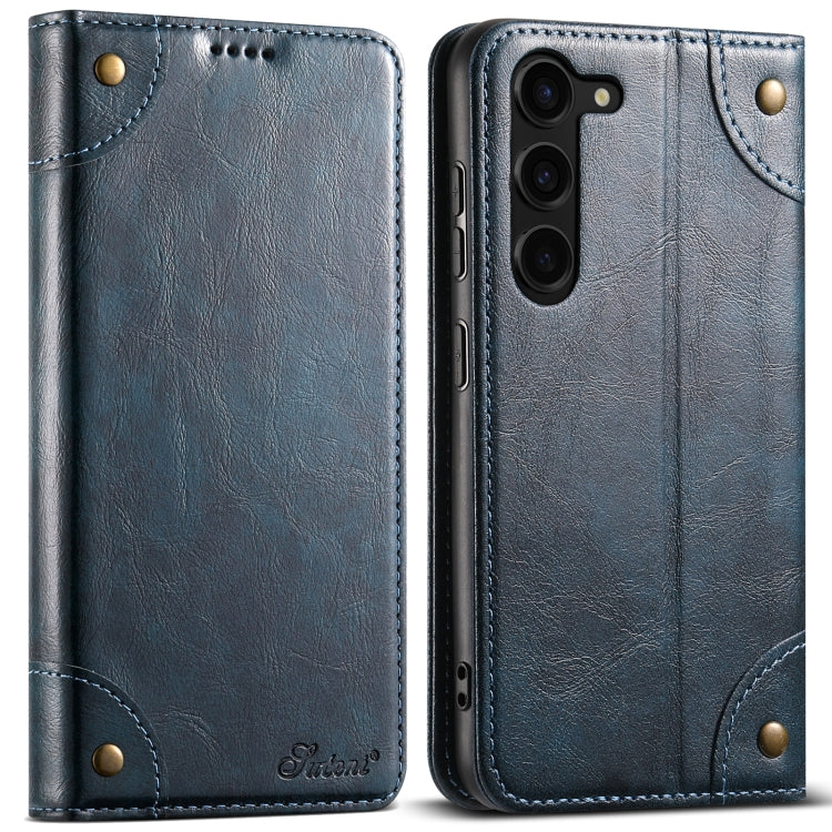 For Samsung Galaxy S24 5G Suteni Baroque Calf Texture Buckle Wallet Leather Phone Case(Blue)