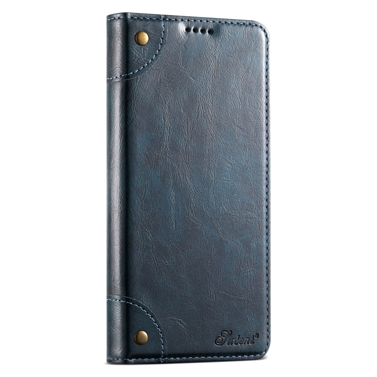 For Samsung Galaxy S23 Ultra 5G Suteni Baroque Calf Texture Buckle Wallet Leather Phone Case(Blue)