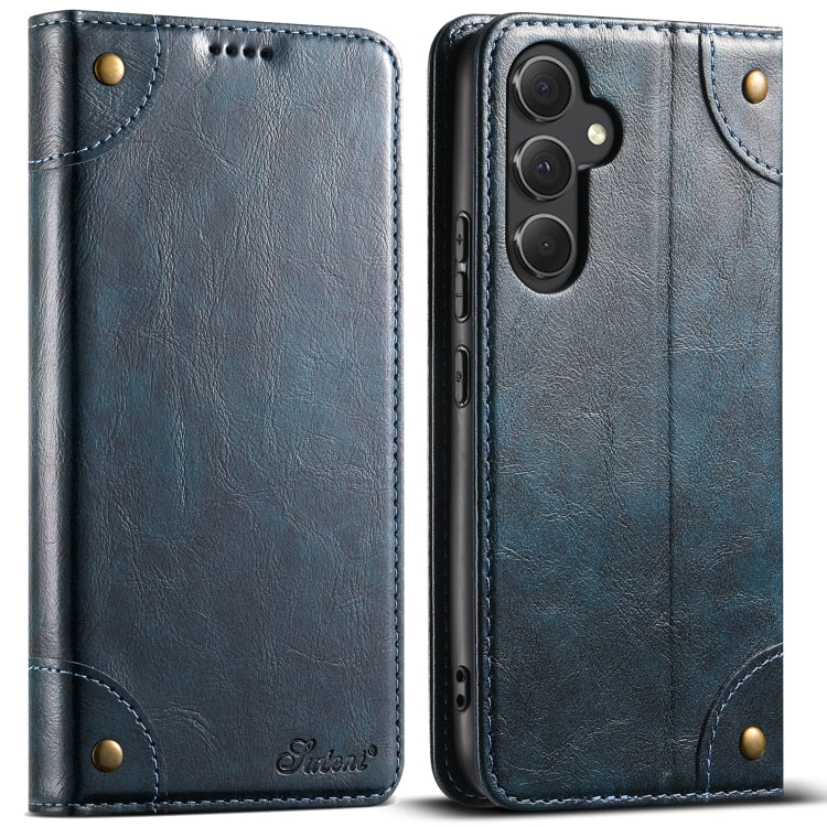 For Samsung Galaxy S23+ 5G Suteni Baroque Calf Texture Buckle Wallet Leather Phone Case(Blue)