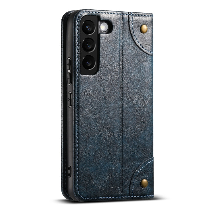 For Samsung Galaxy S23+ 5G Suteni Baroque Calf Texture Buckle Wallet Leather Phone Case(Blue)