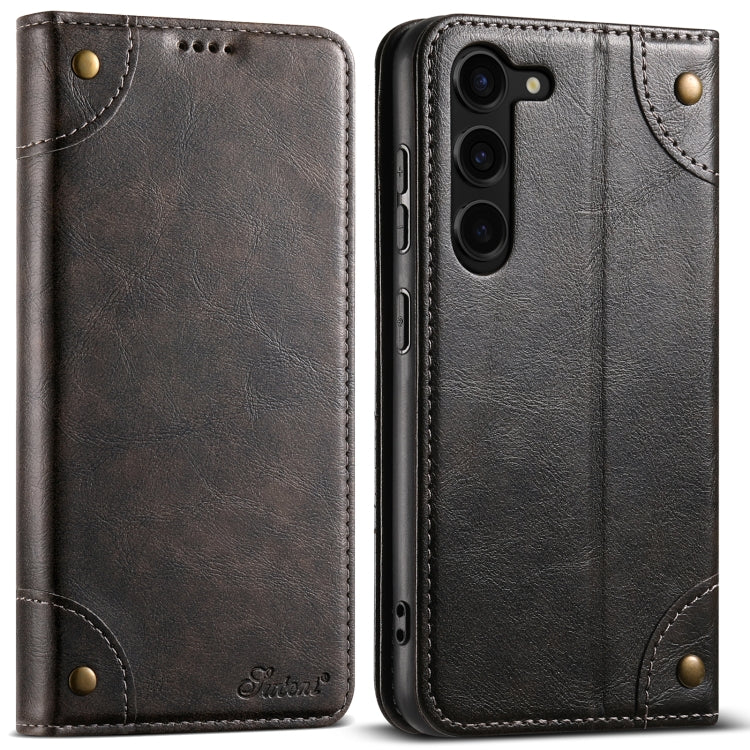 For Samsung Galaxy S23 5G Suteni Baroque Calf Texture Buckle Wallet Leather Phone Case(Black)