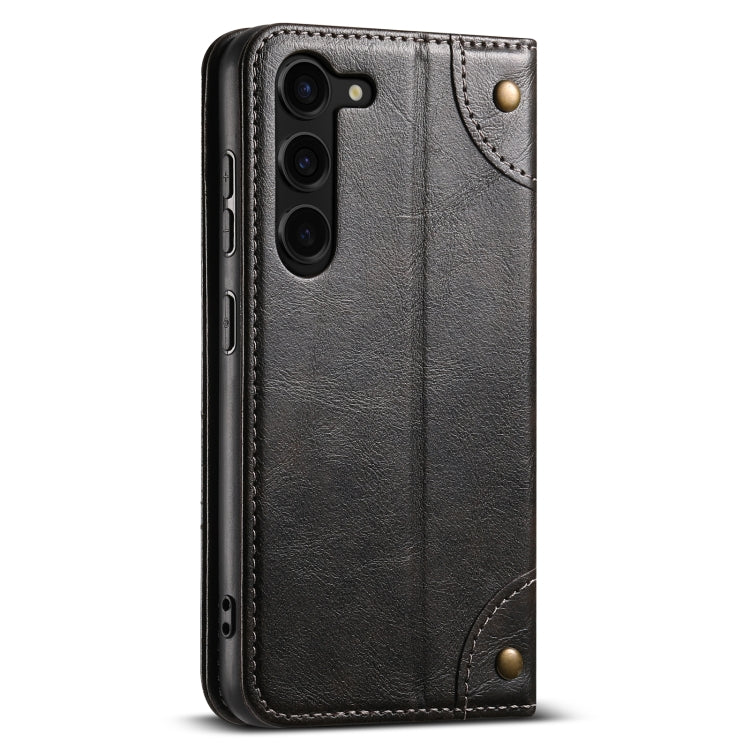 For Samsung Galaxy S23 5G Suteni Baroque Calf Texture Buckle Wallet Leather Phone Case(Black)
