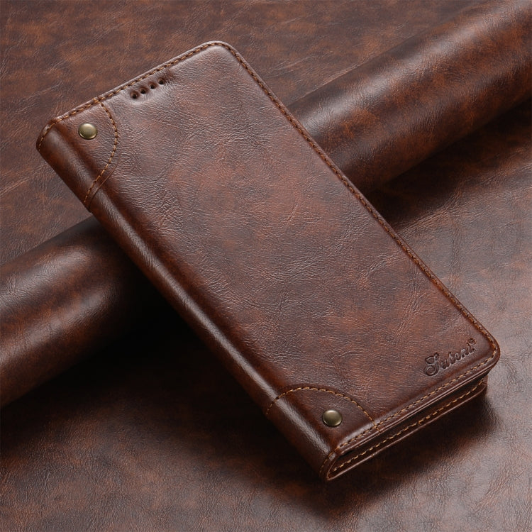 For Samsung Galaxy S23 5G Suteni Baroque Calf Texture Buckle Wallet Leather Phone Case(Khaki)