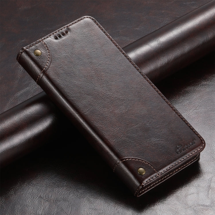 For Samsung Galaxy S22 Ultra 5G Suteni Baroque Calf Texture Buckle Wallet Leather Phone Case(Brown)