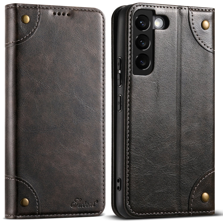 For Samsung Galaxy S22+ 5G Suteni Baroque Calf Texture Buckle Wallet Leather Phone Case(Black)