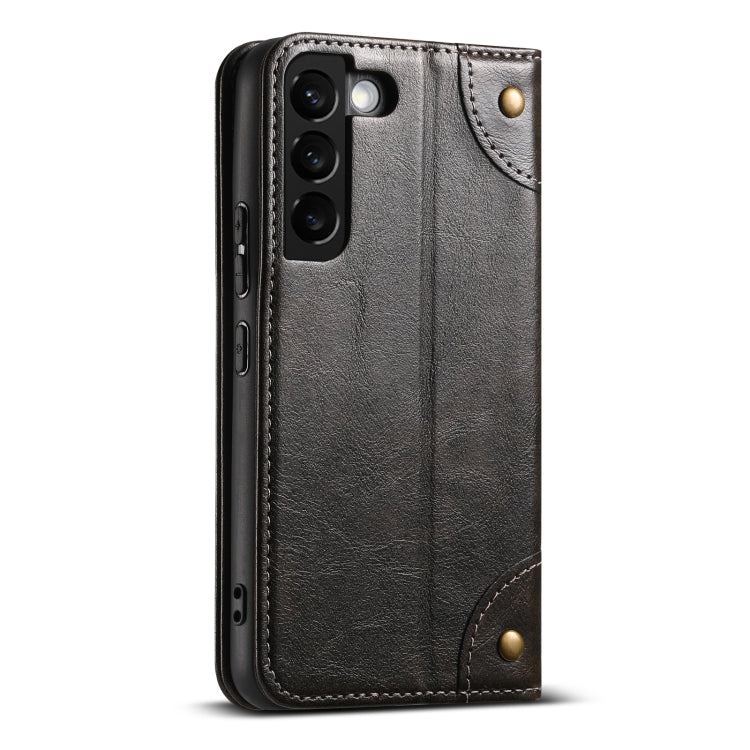 For Samsung Galaxy S22+ 5G Suteni Baroque Calf Texture Buckle Wallet Leather Phone Case(Black)