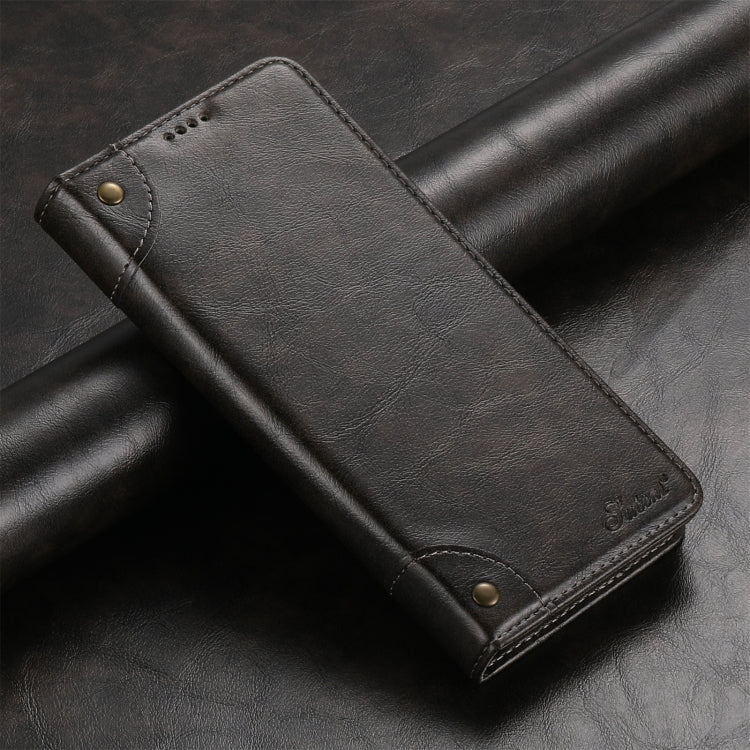 For Samsung Galaxy Note20 Suteni Baroque Calf Texture Buckle Wallet Leather Phone Case(Black)